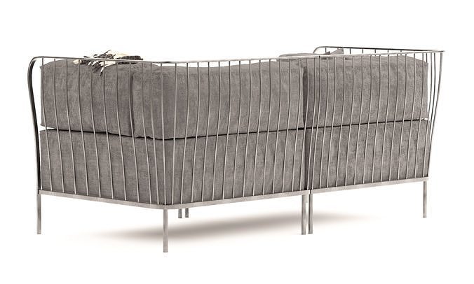 Metal framed Cannole Sofa 3D model 4