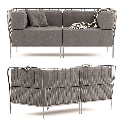Metal framed Cannole Sofa 3D model 2
