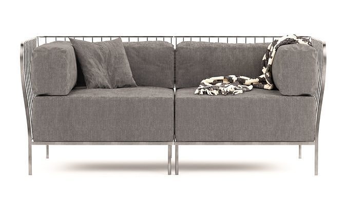 Metal framed Cannole Sofa 3D model 5