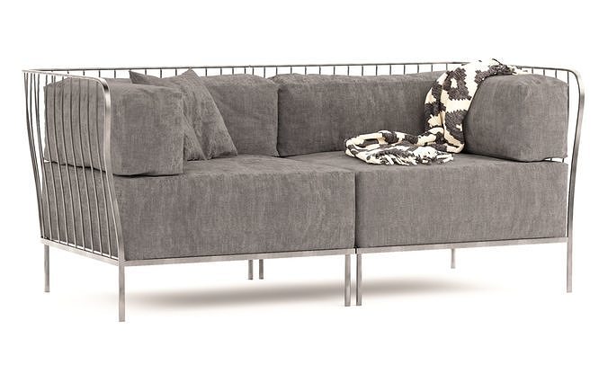 Metal framed Cannole Sofa 3D model 6