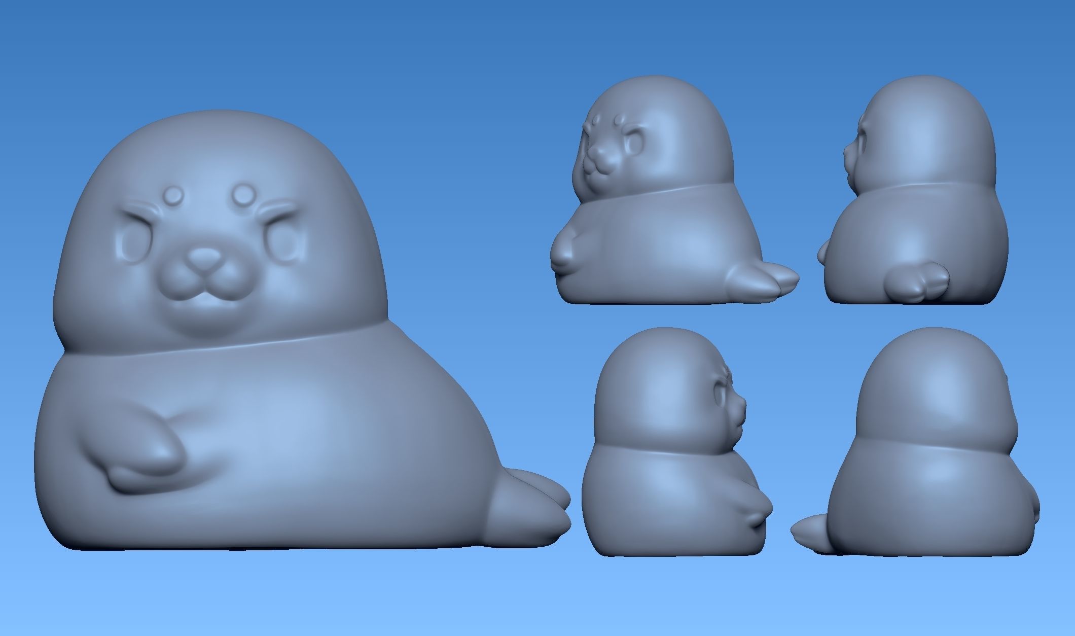 Seal Cartoon 3D print model_3