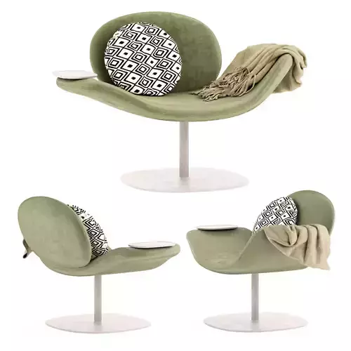DOVE NATUZZI armchair with throw blanket and cushion 3D model