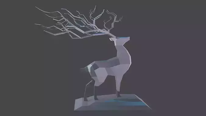 Deer Low Poly Low-poly with branches on top