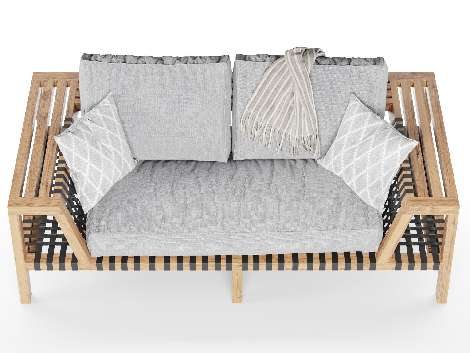 Network rattan Sofa Rodolfo Dordoni Roda with blanket 3D model_8