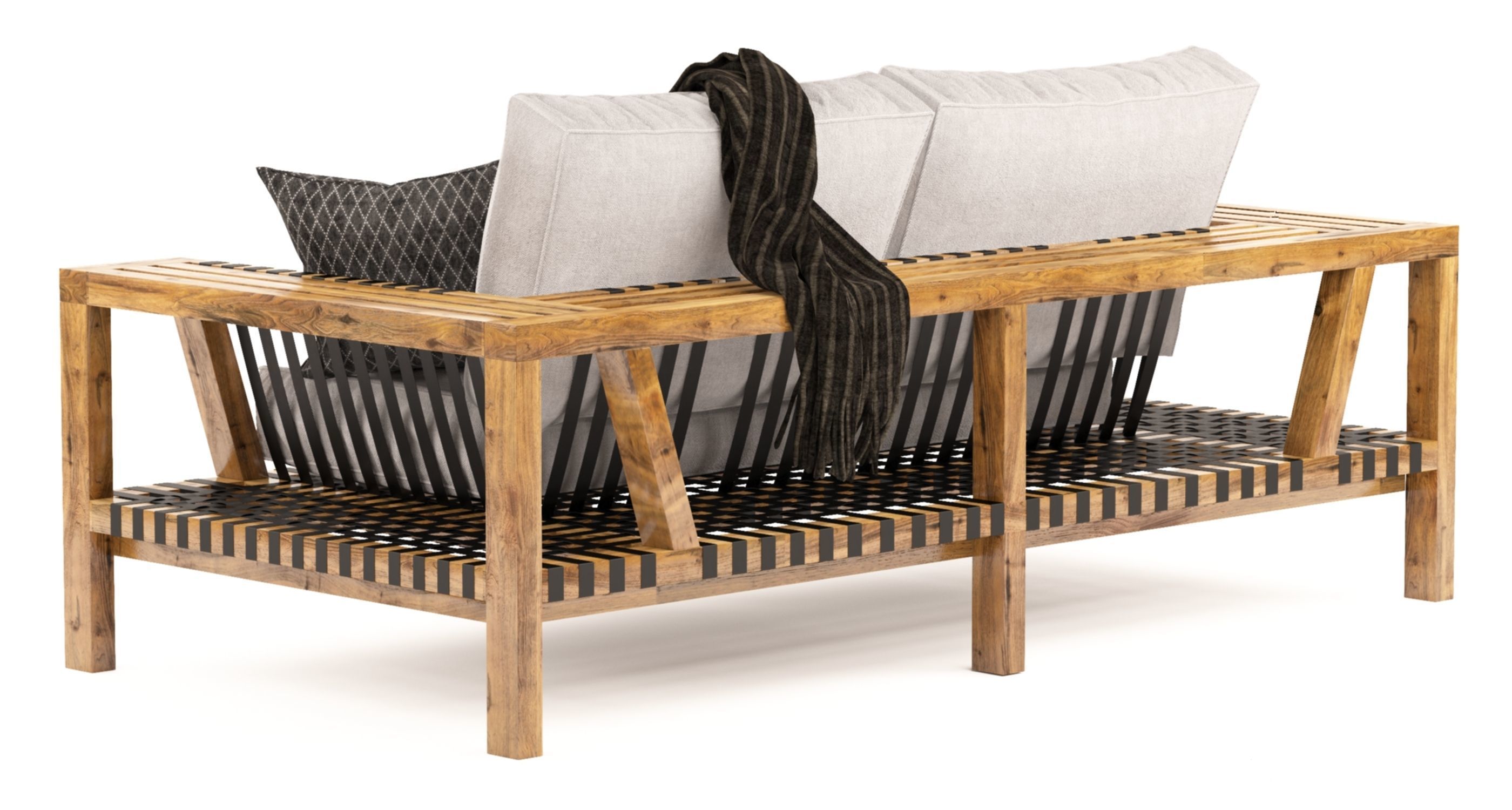 Network rattan Sofa Rodolfo Dordoni Roda with blanket 3D model_5