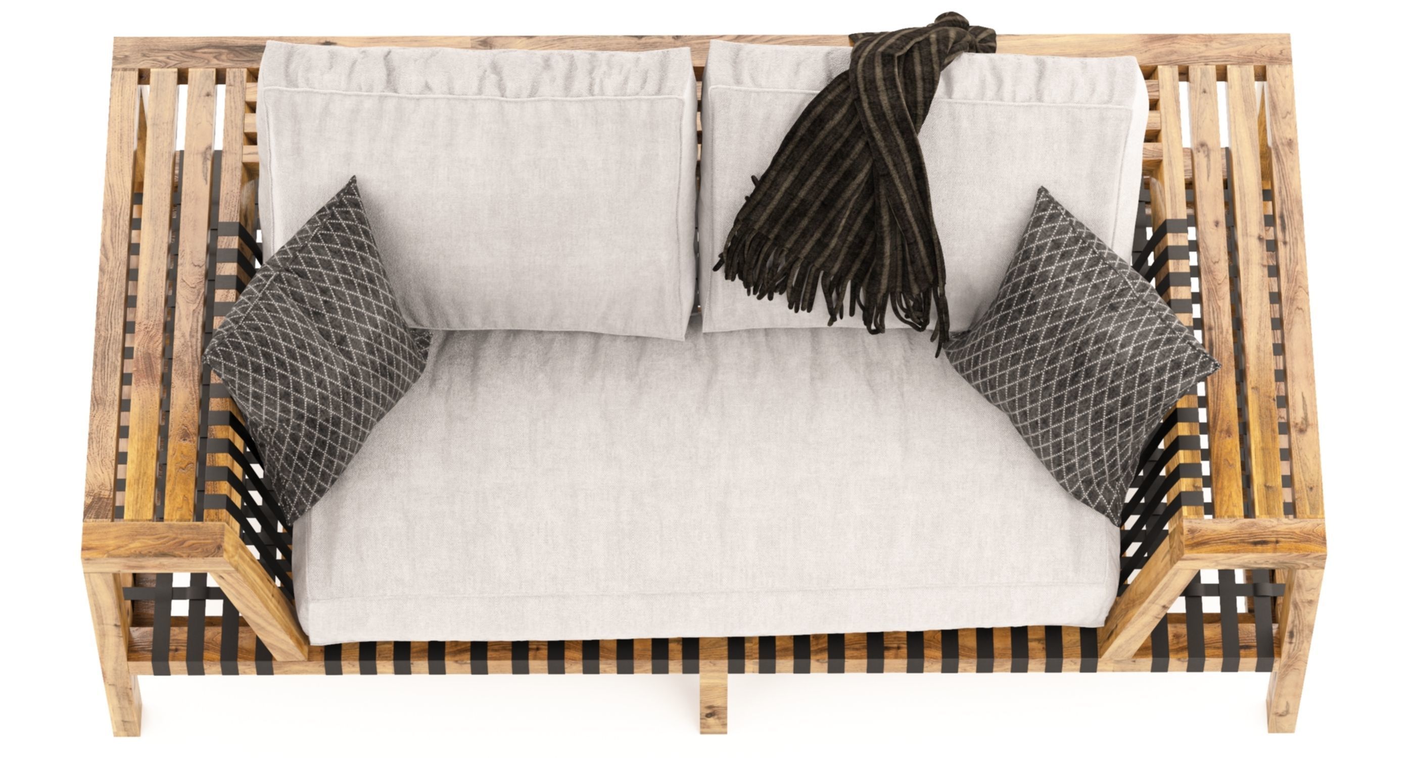 Network rattan Sofa Rodolfo Dordoni Roda with blanket 3D model_9