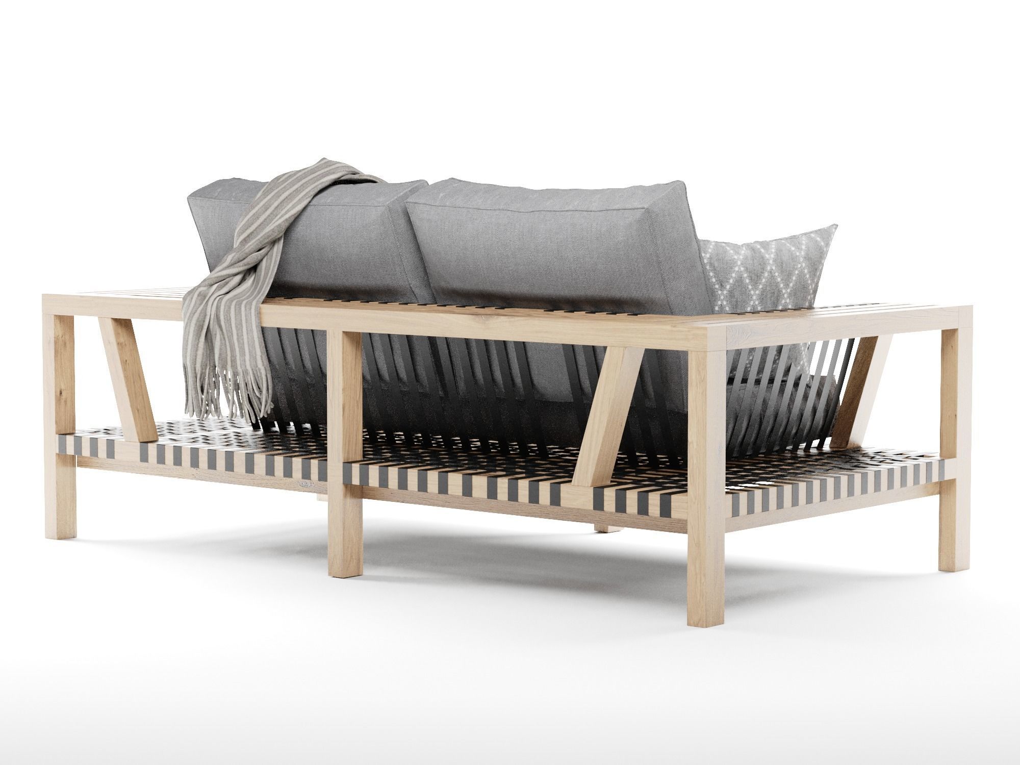 Network rattan Sofa Rodolfo Dordoni Roda with blanket 3D model_7