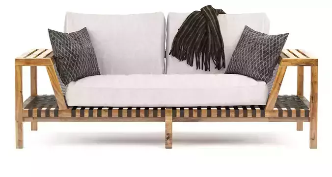Network rattan Sofa Rodolfo Dordoni Roda with blanket 3D model