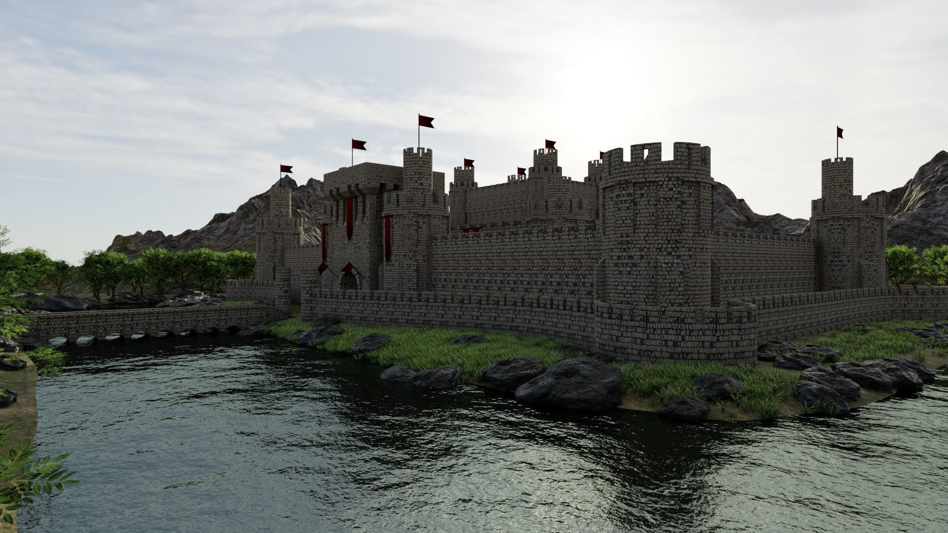 Castle Scene 3D model_2