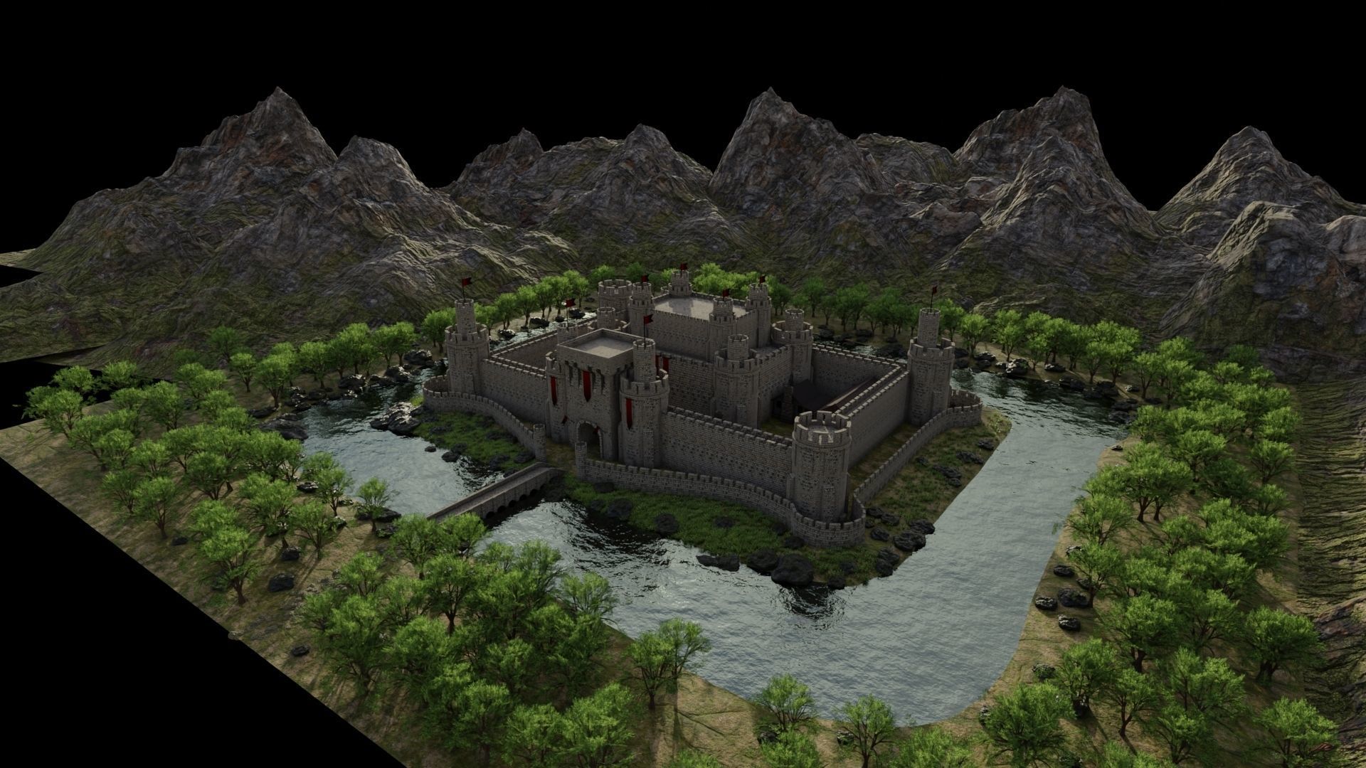 Castle Scene 3D model_8