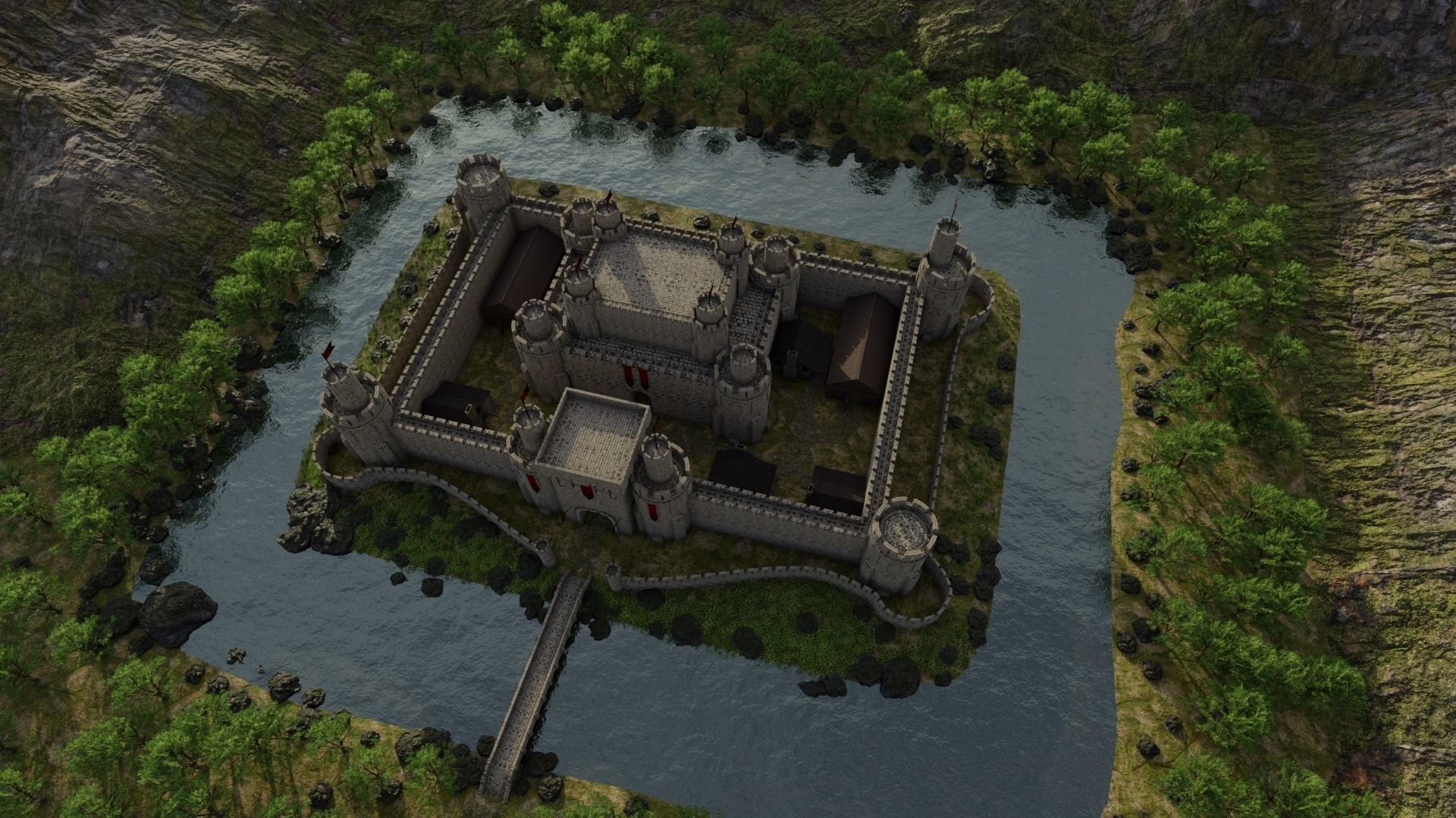 Castle Scene 3D model_7