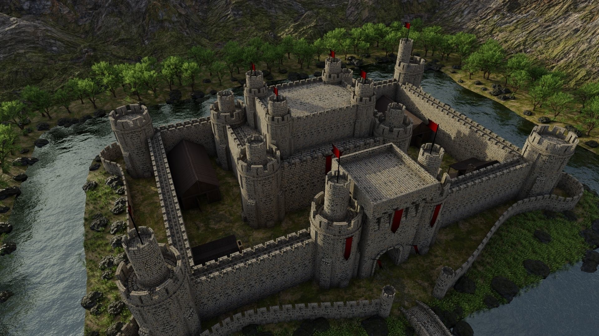 Castle Scene 3D model_6