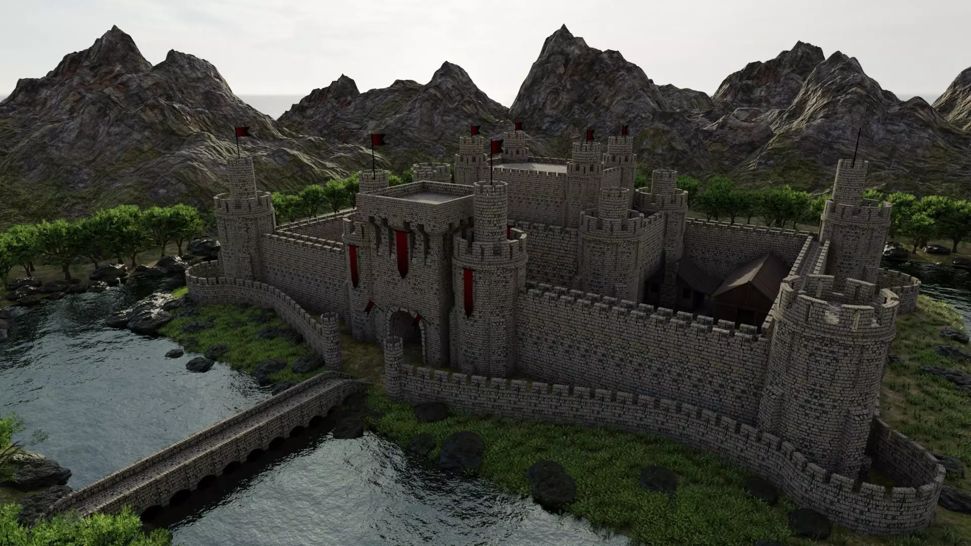 Castle Scene 3D model_0