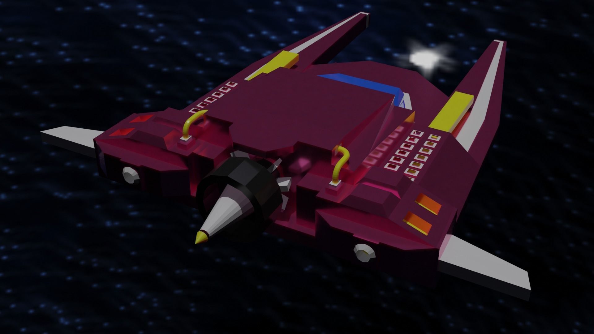 Spaceship flying in sky 3D model_2