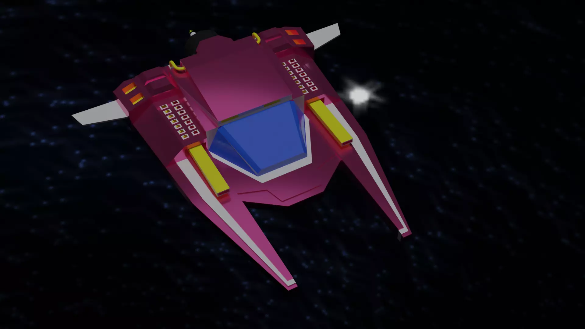 Spaceship flying in sky 3D model_0