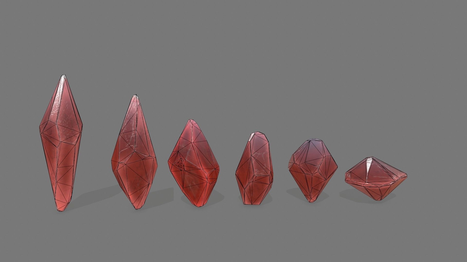 crystal set stone Low-poly 3D model_14