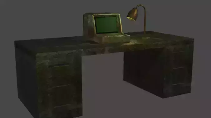 Rusty computer like in fallout Low-poly 3D model