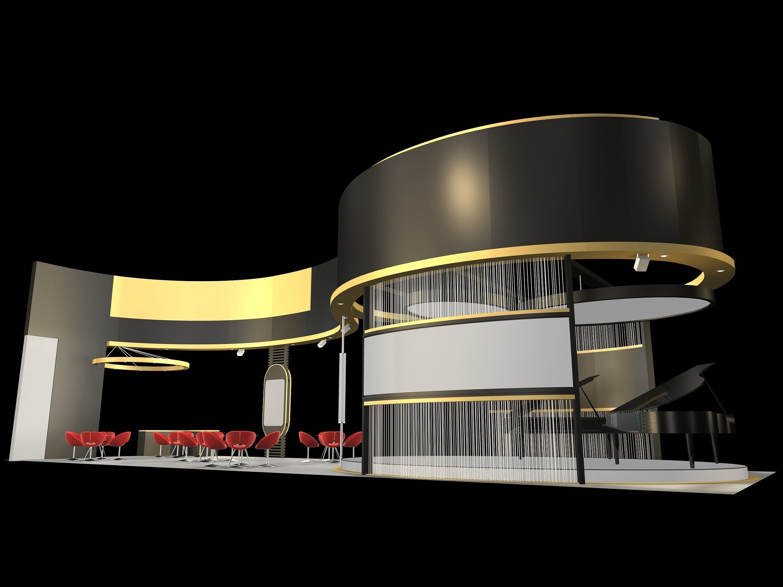 exhibition stall design 1 side open Low-poly 3D model Low-poly 3D model_3