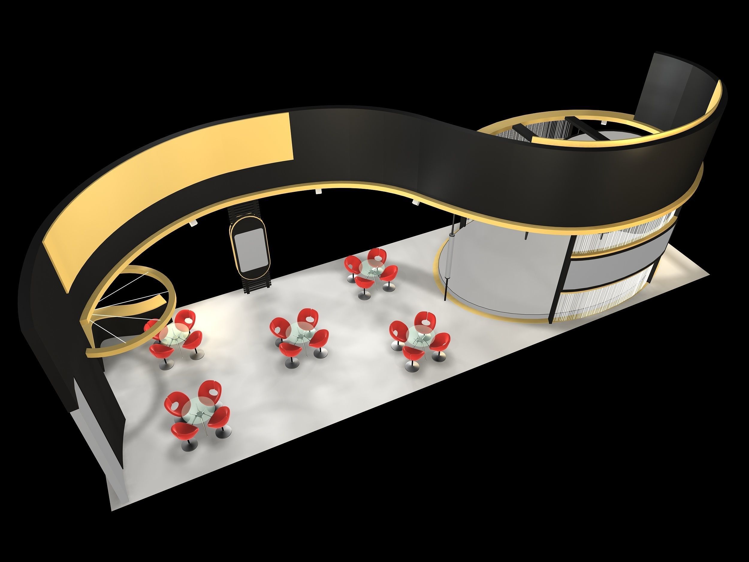 exhibition stall design 1 side open Low-poly 3D model Low-poly 3D model_4