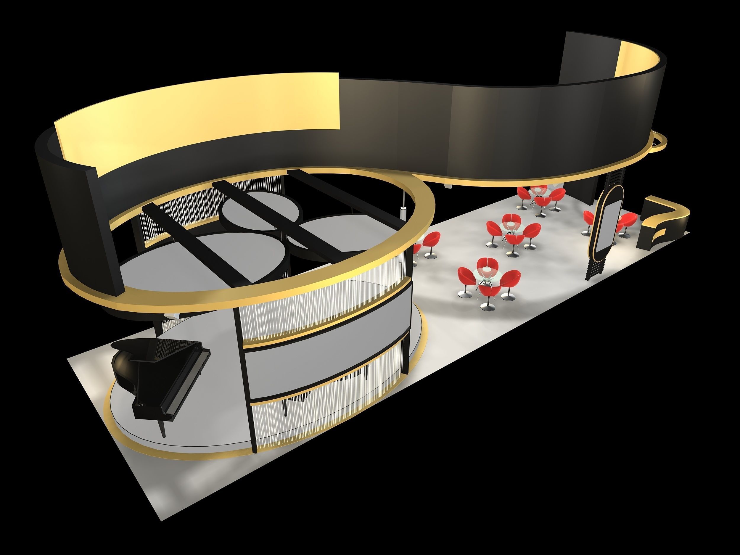 exhibition stall design 1 side open Low-poly 3D model Low-poly 3D model_2