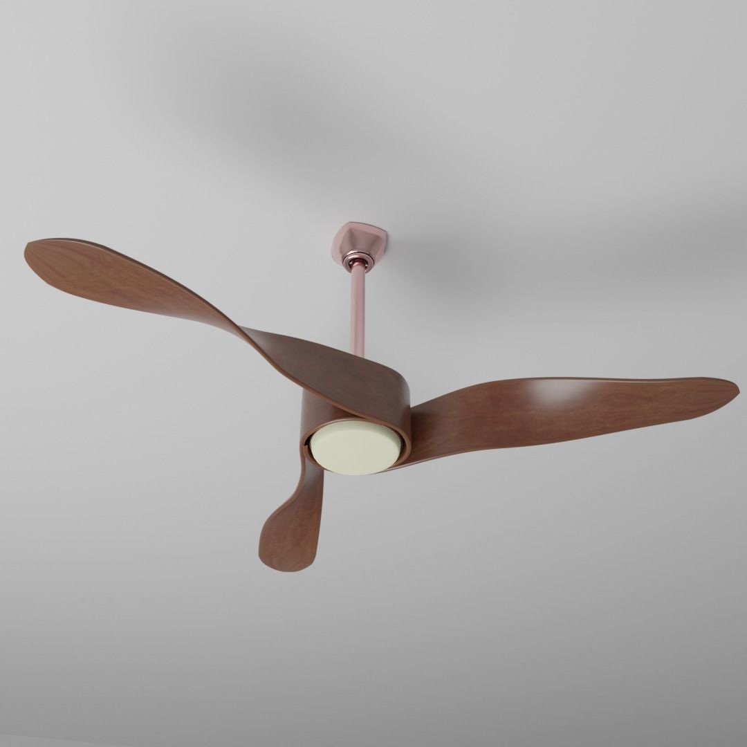 Wooden Ceiling Fan 3D Model Free 3D model_1