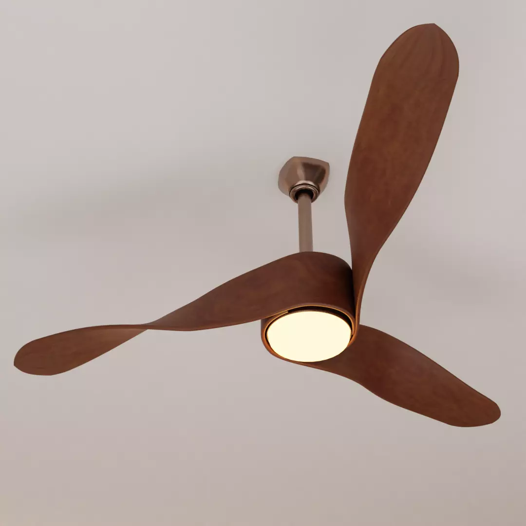 Wooden Ceiling Fan 3D Model Free 3D model_0