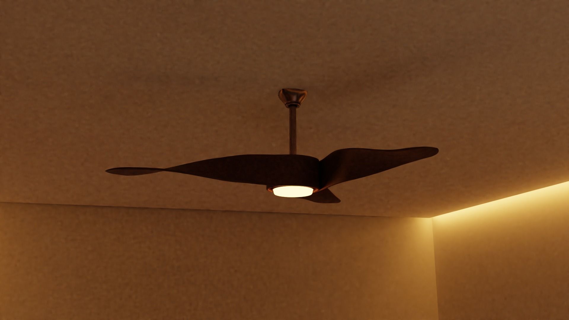 Wooden Ceiling Fan 3D Model Free 3D model_2