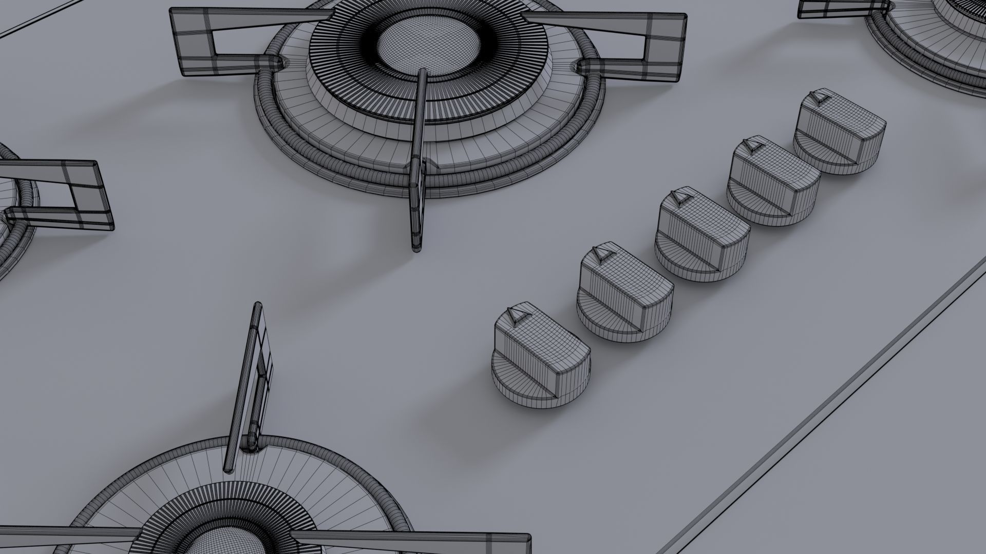 Red Stove Cooktop 3D model_21