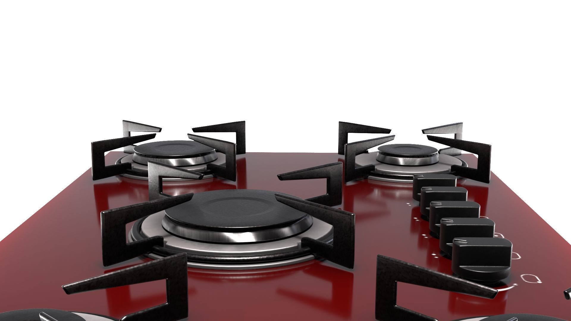 Red Stove Cooktop 3D model_12
