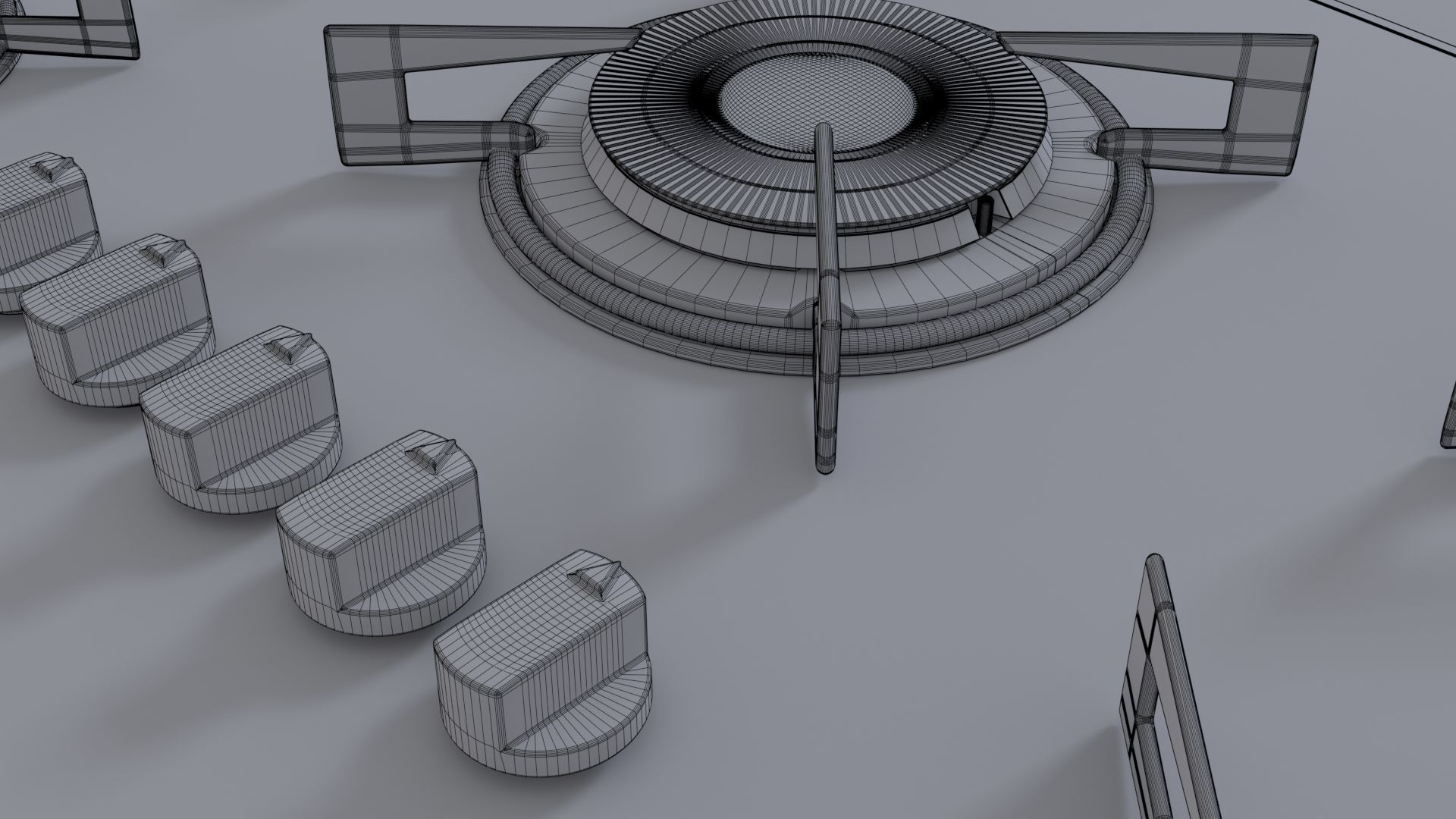 Red Stove Cooktop 3D model_16