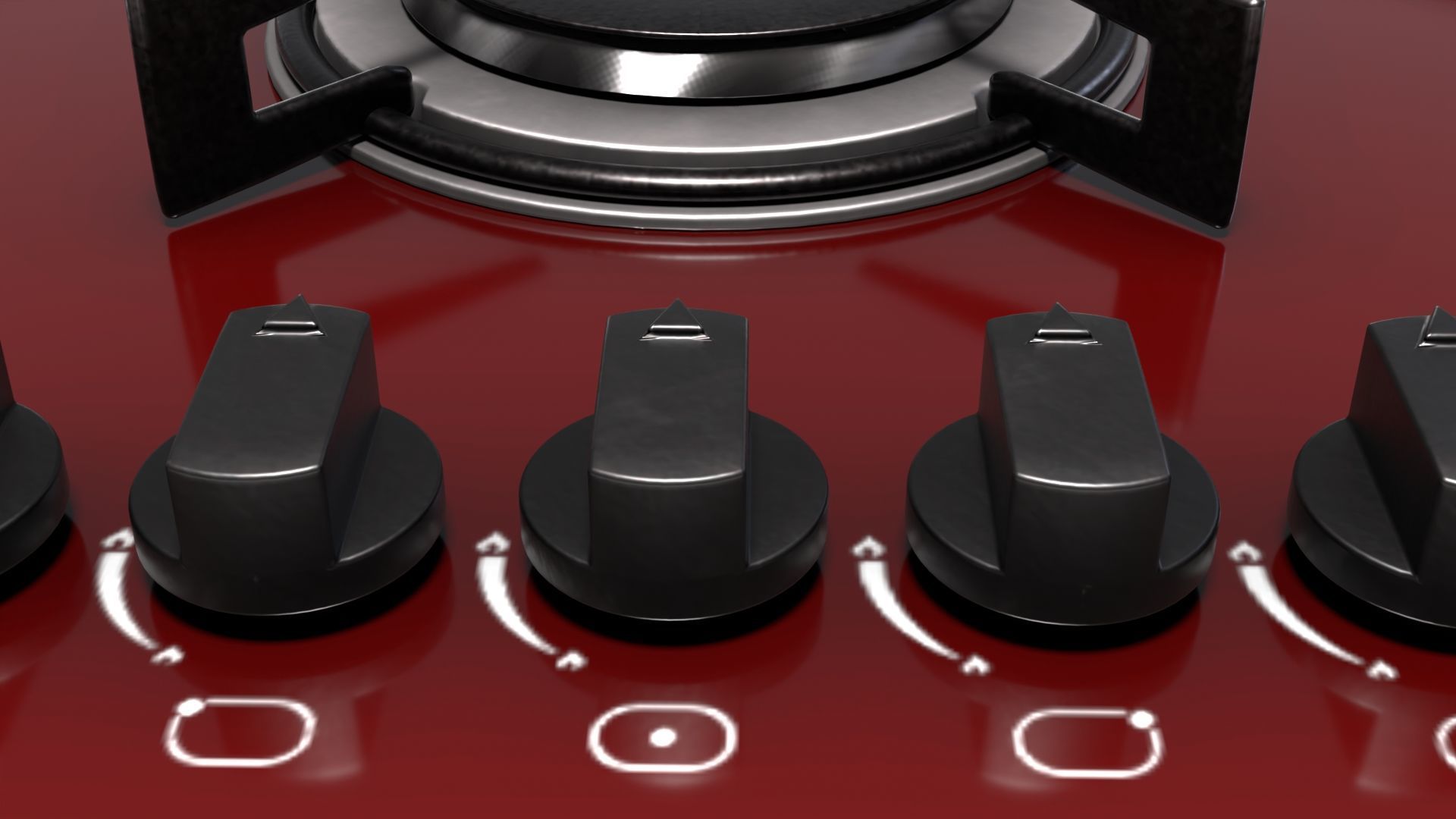 Red Stove Cooktop 3D model_14