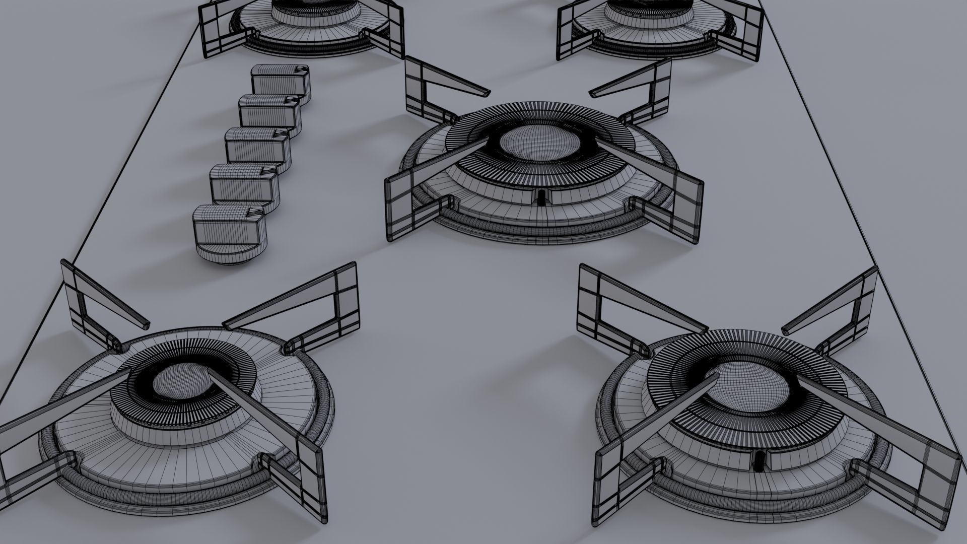 Red Stove Cooktop 3D model_17