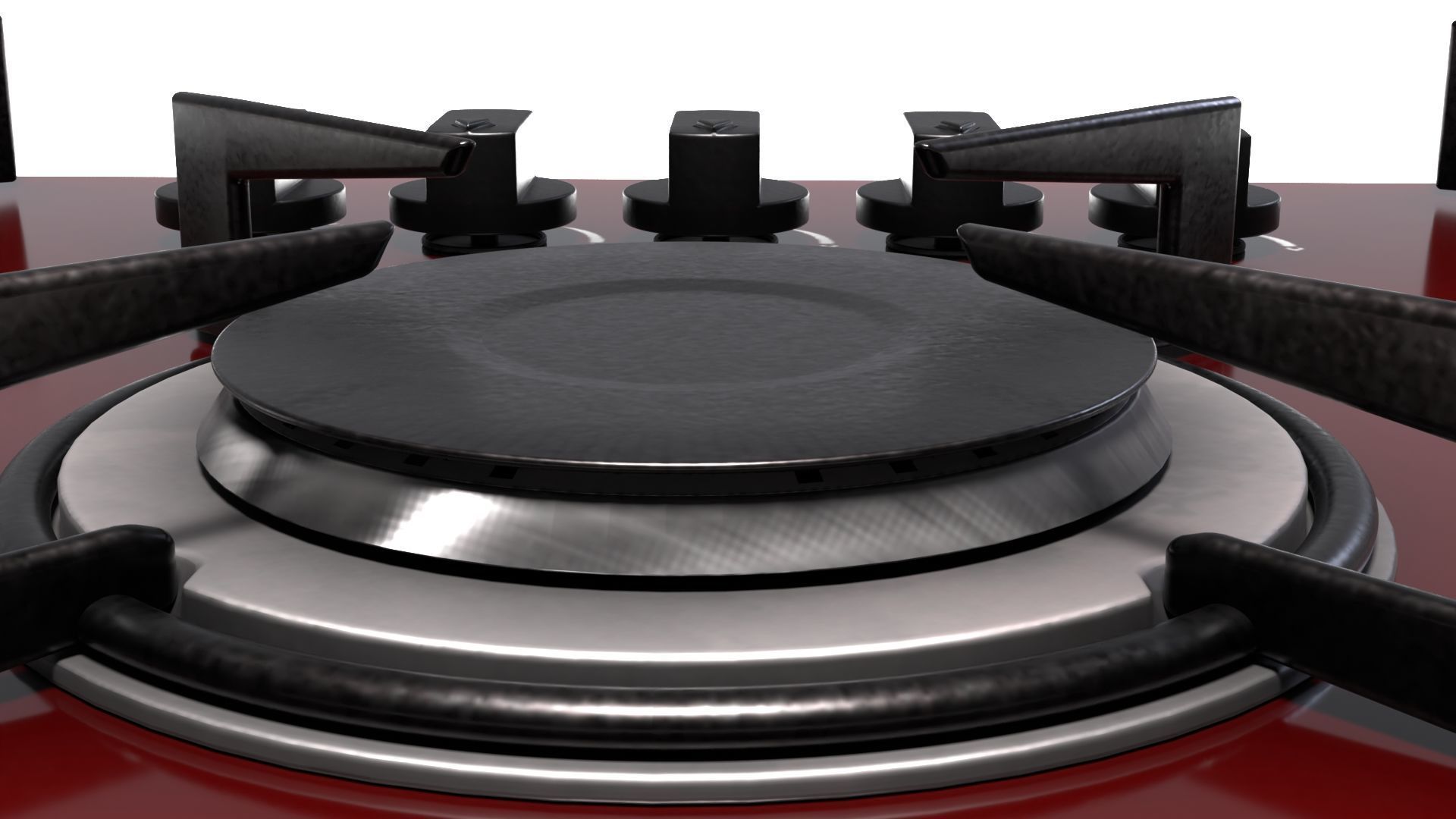 Red Stove Cooktop 3D model_10