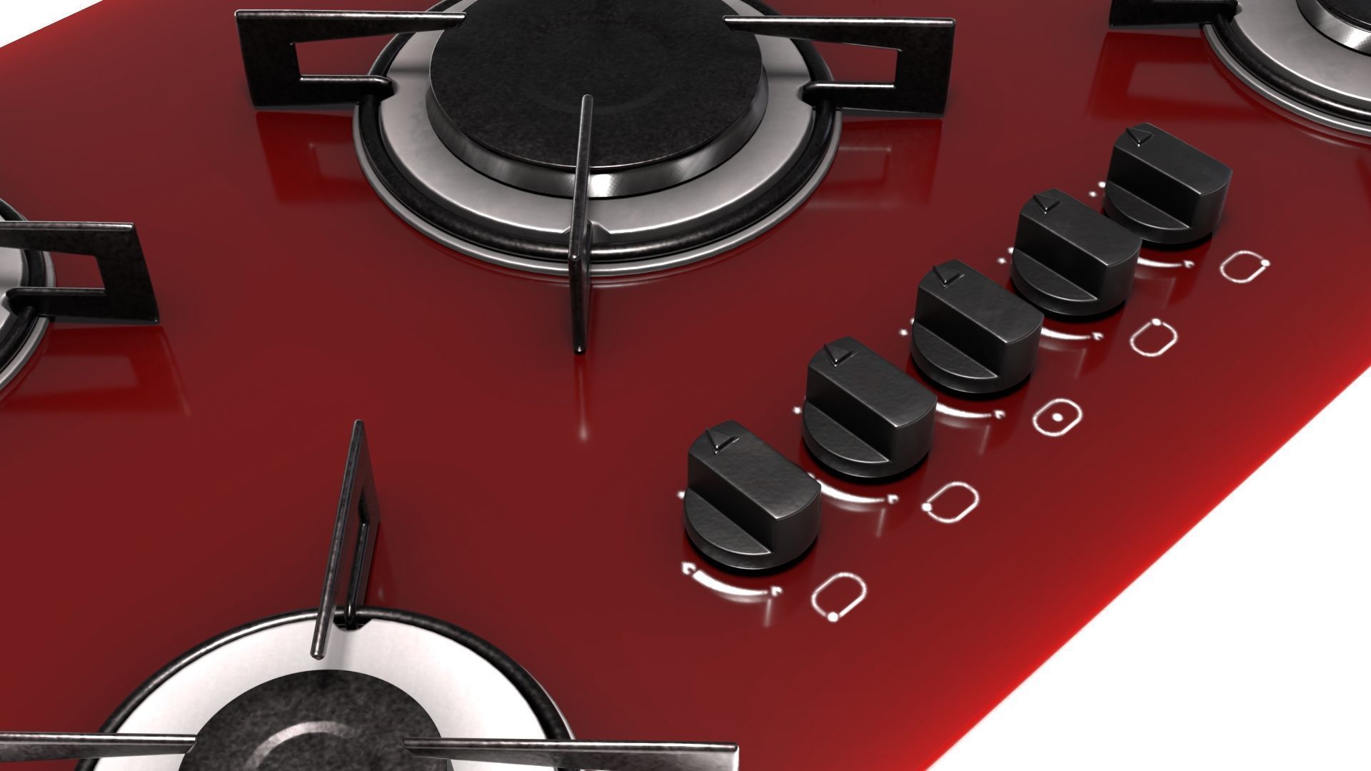 Red Stove Cooktop 3D model_13