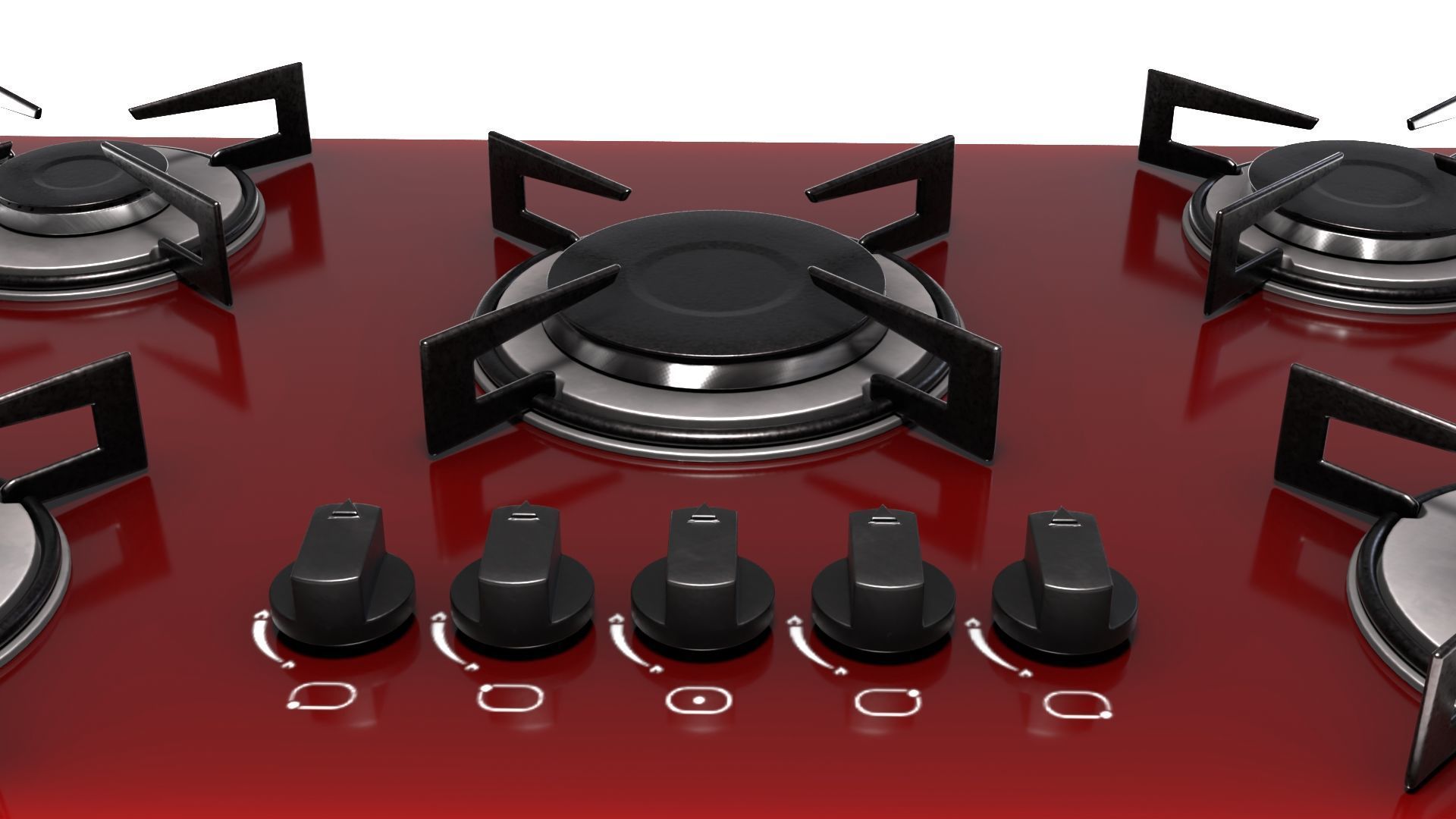 Red Stove Cooktop 3D model_6