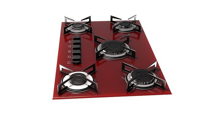 Red Stove Cooktop 3D model