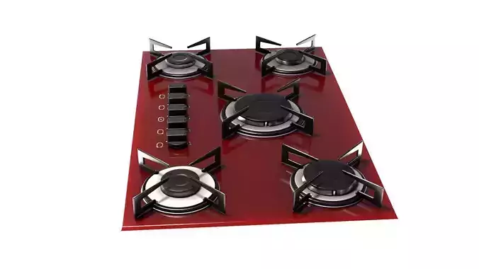 Red Stove Cooktop 3D model