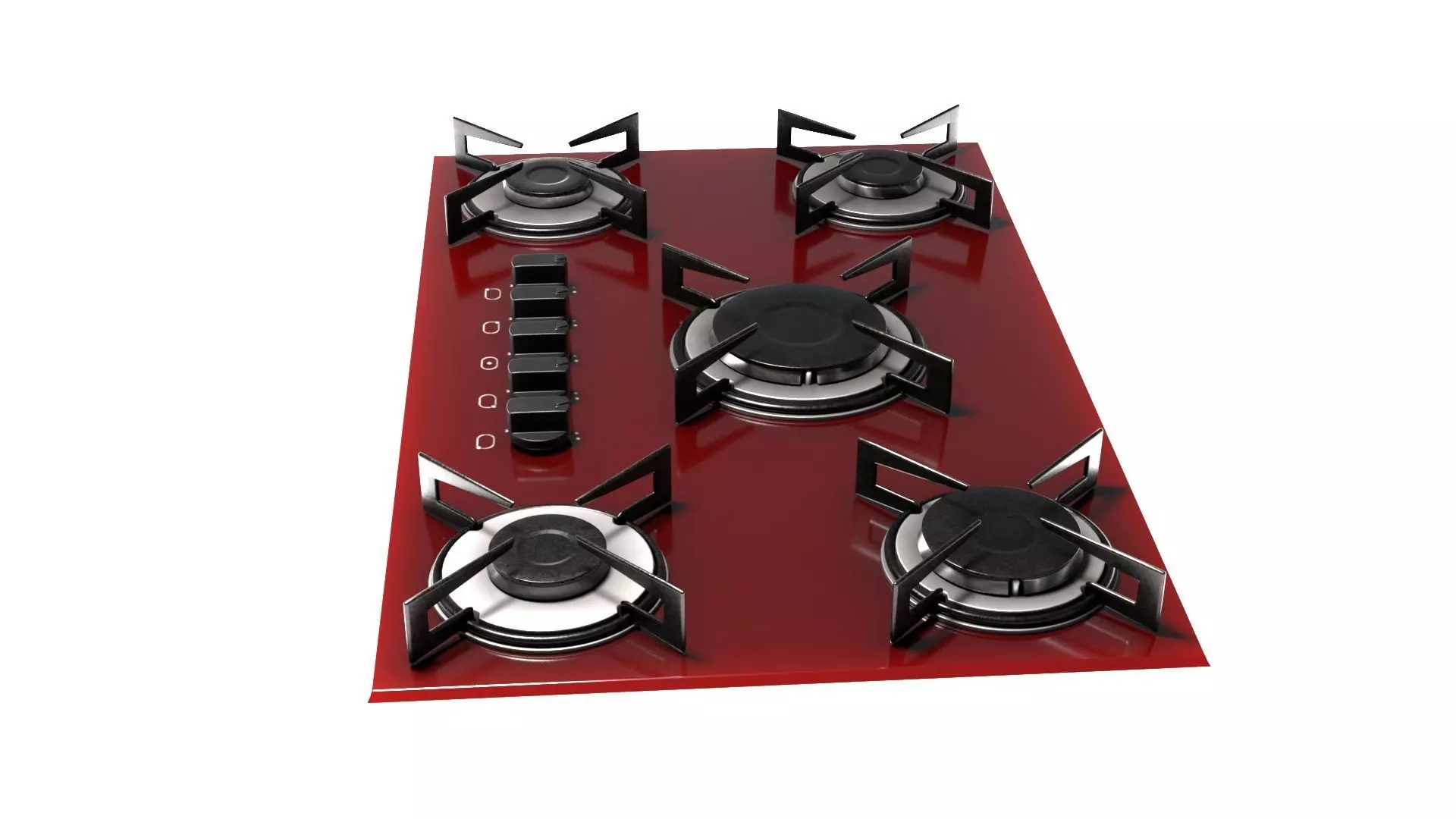 Red Stove Cooktop 3D model_0