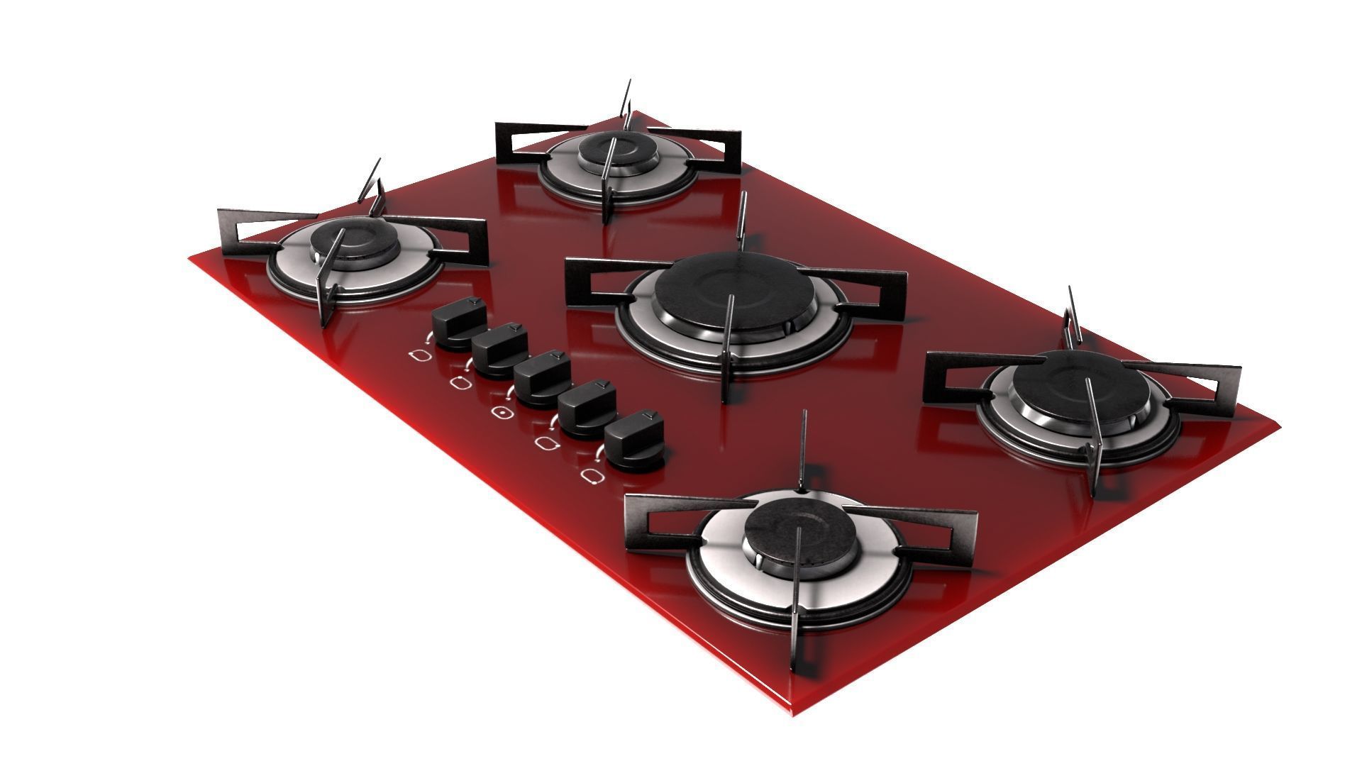 Red Stove Cooktop 3D model_5