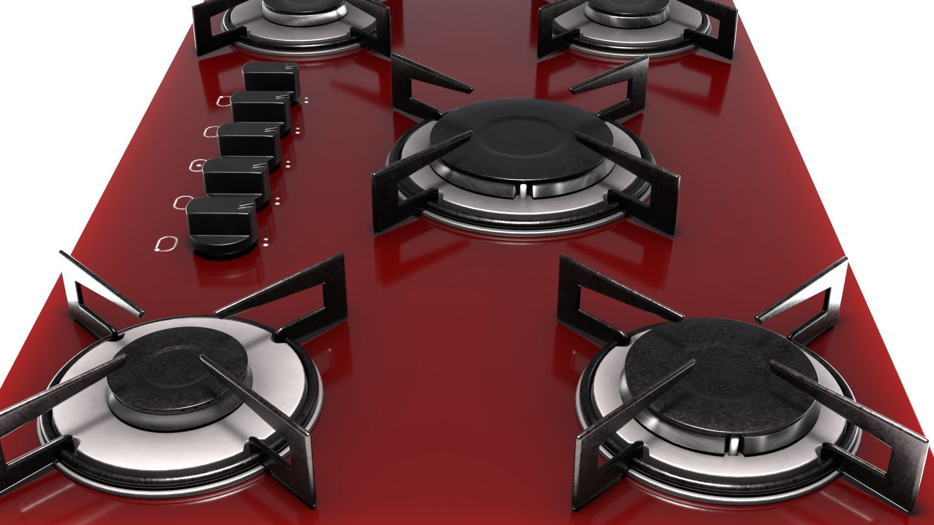 Red Stove Cooktop 3D model_8