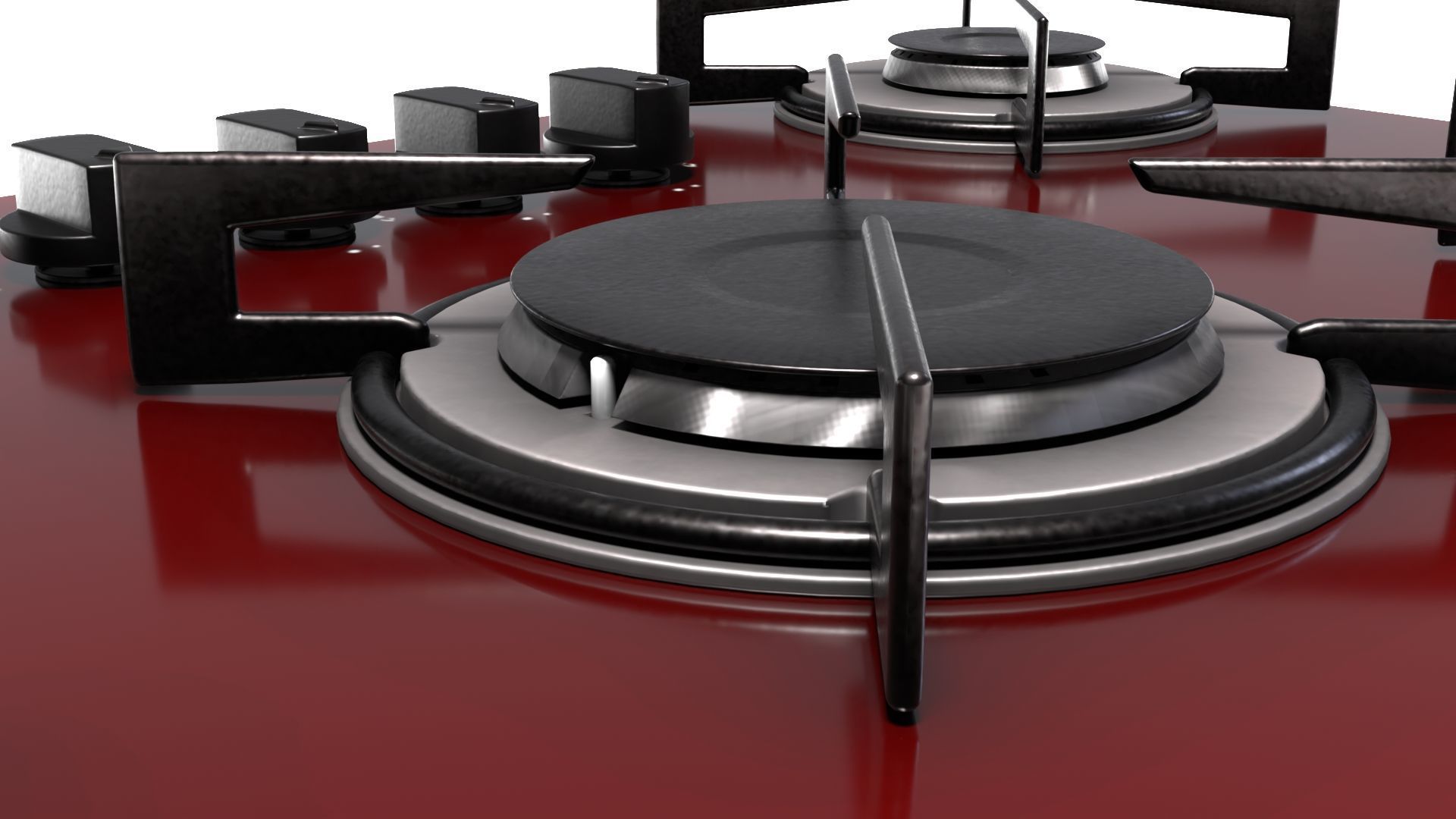 Red Stove Cooktop 3D model_9