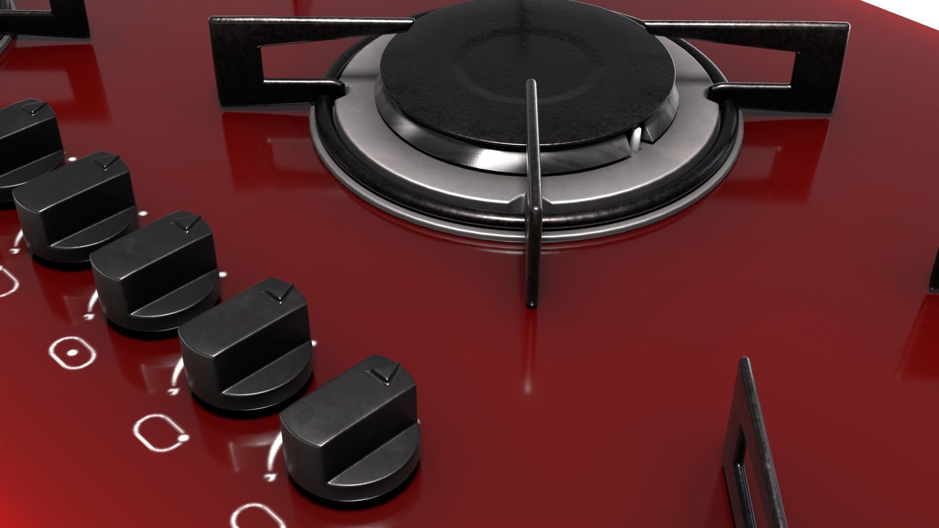 Red Stove Cooktop 3D model_7