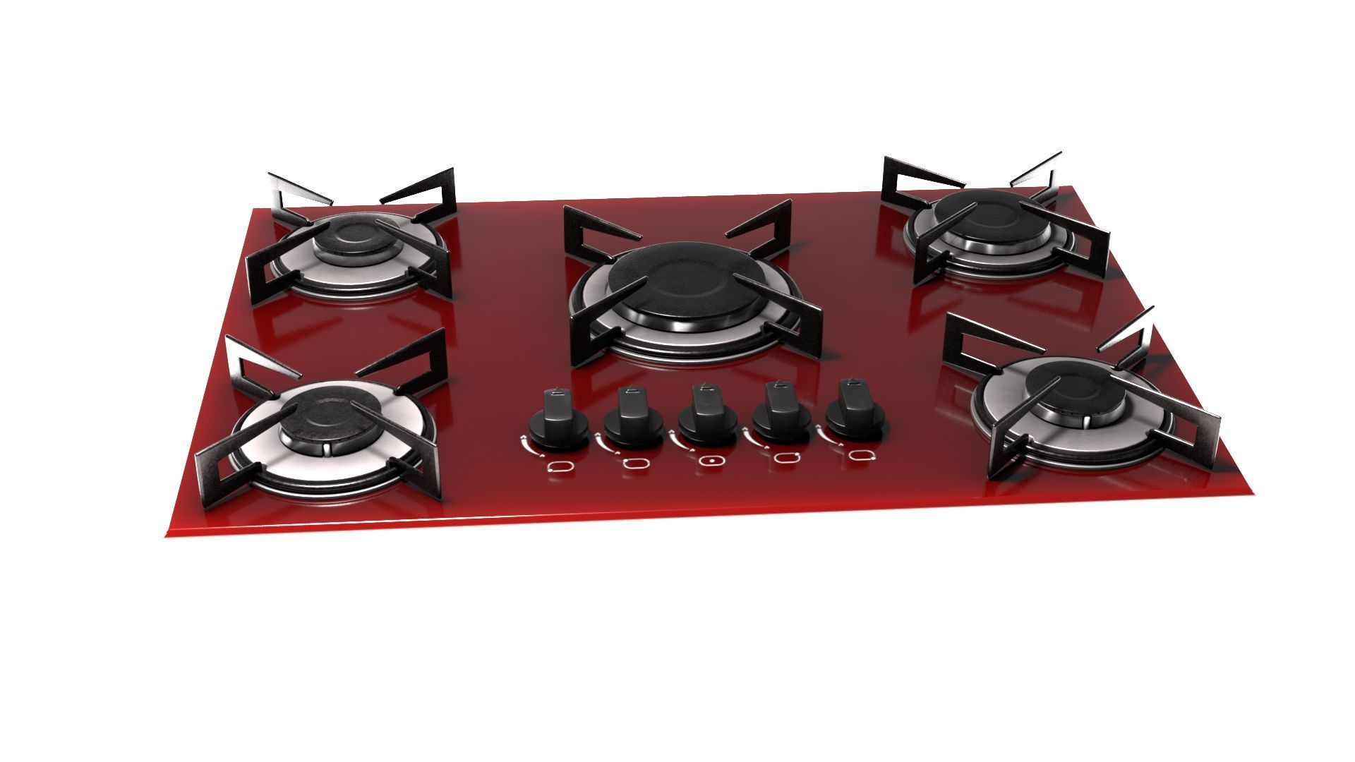 Red Stove Cooktop 3D model_4