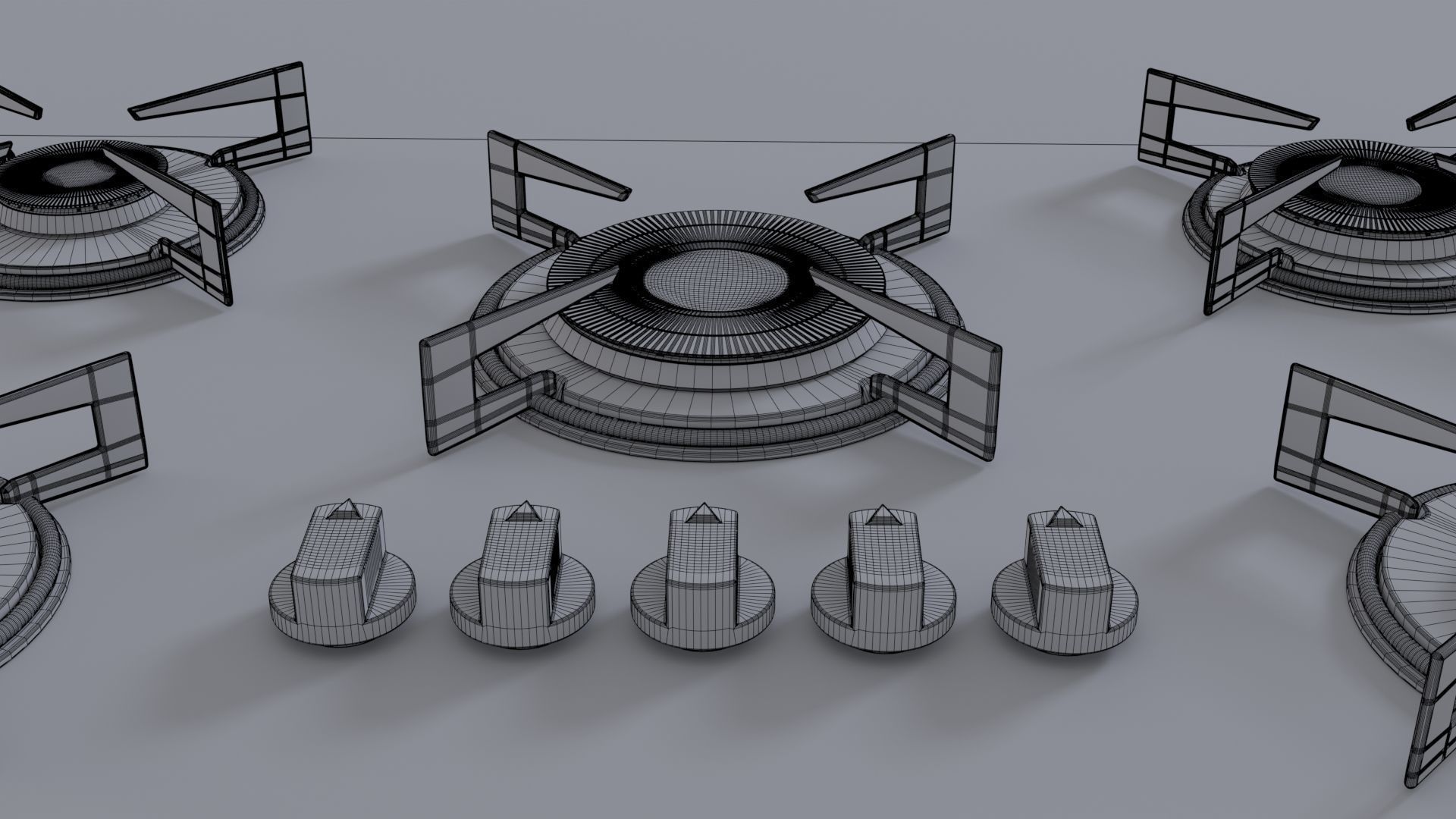 Red Stove Cooktop 3D model_15