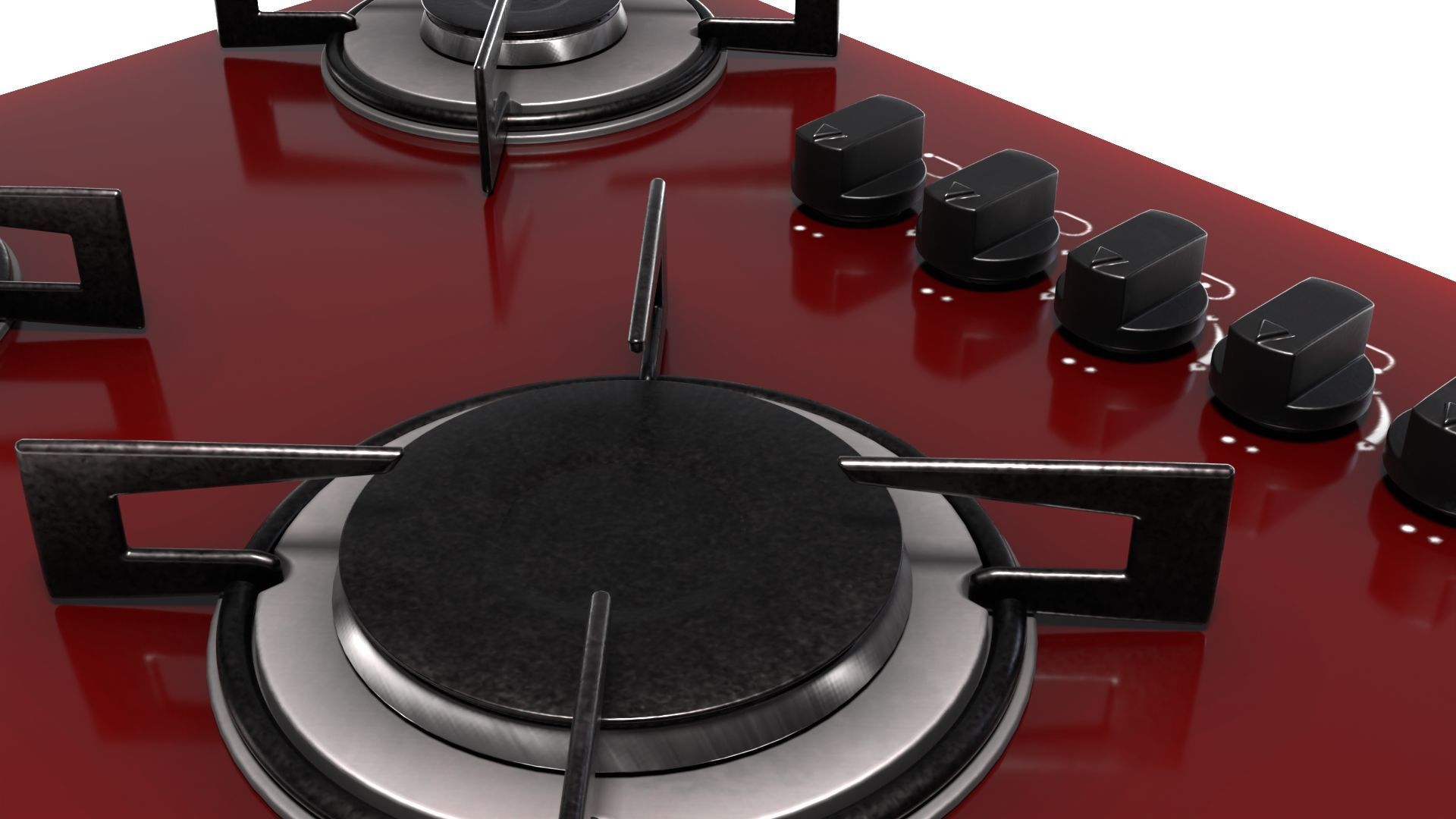 Red Stove Cooktop 3D model_11