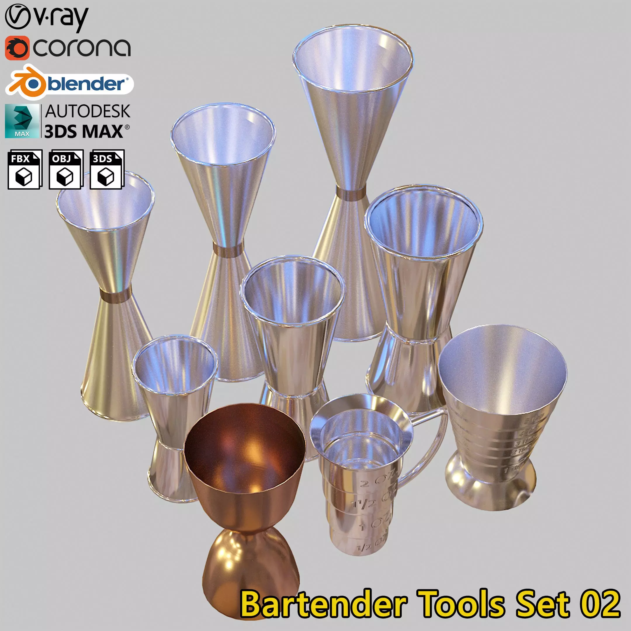 Bartender Tools Set 02 3D model_0