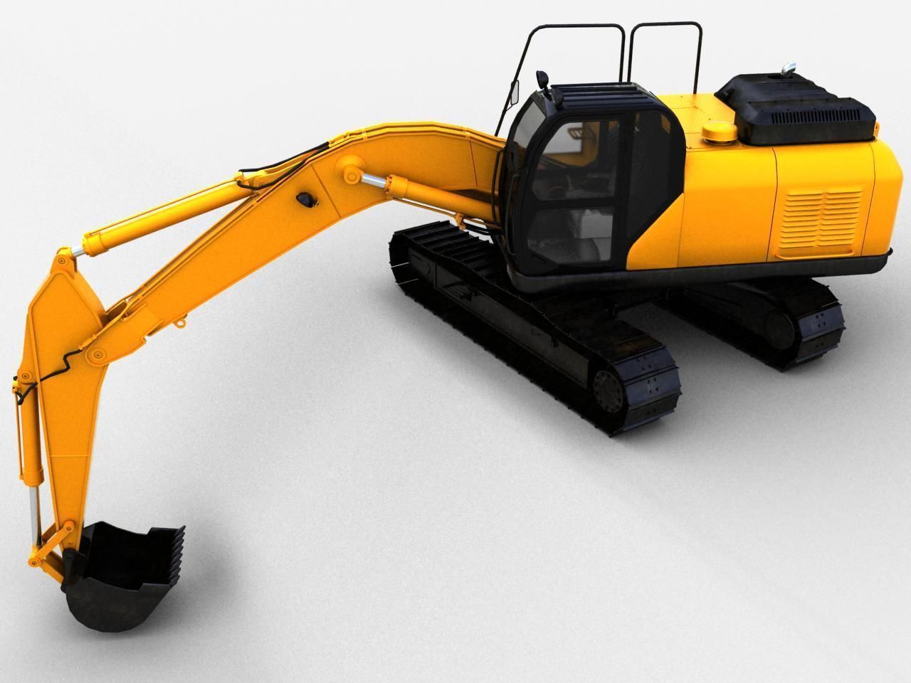 TRACKED EXCAVATOR  Low-poly 3D model_11