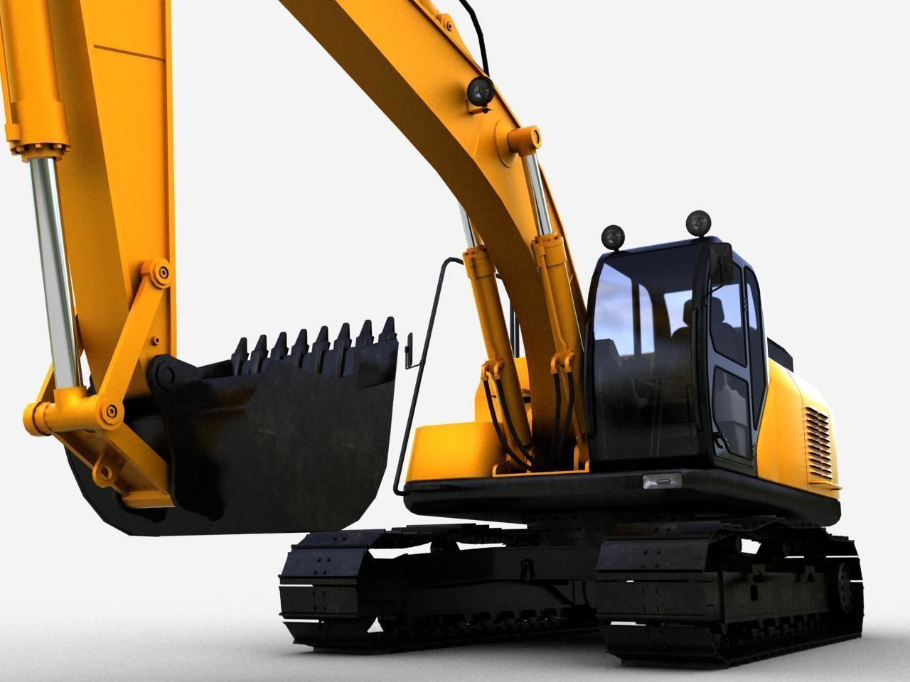 TRACKED EXCAVATOR  Low-poly 3D model_2