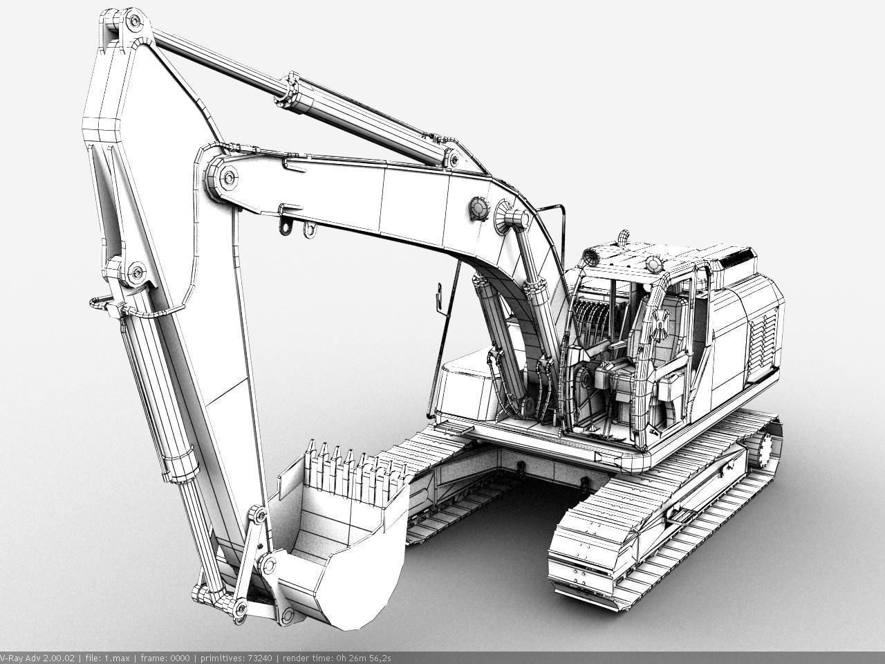 TRACKED EXCAVATOR  Low-poly 3D model_6