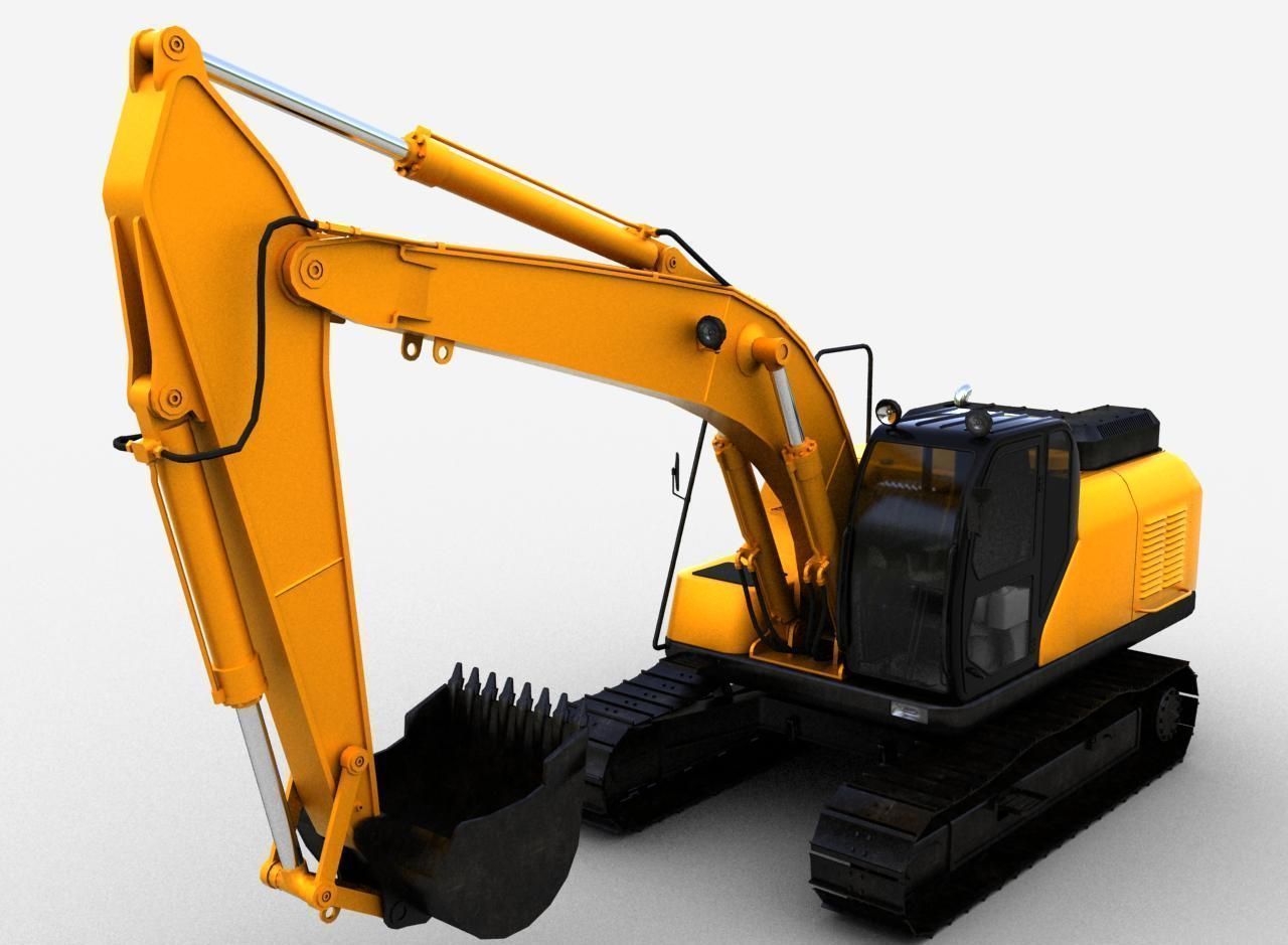 TRACKED EXCAVATOR  Low-poly 3D model_3